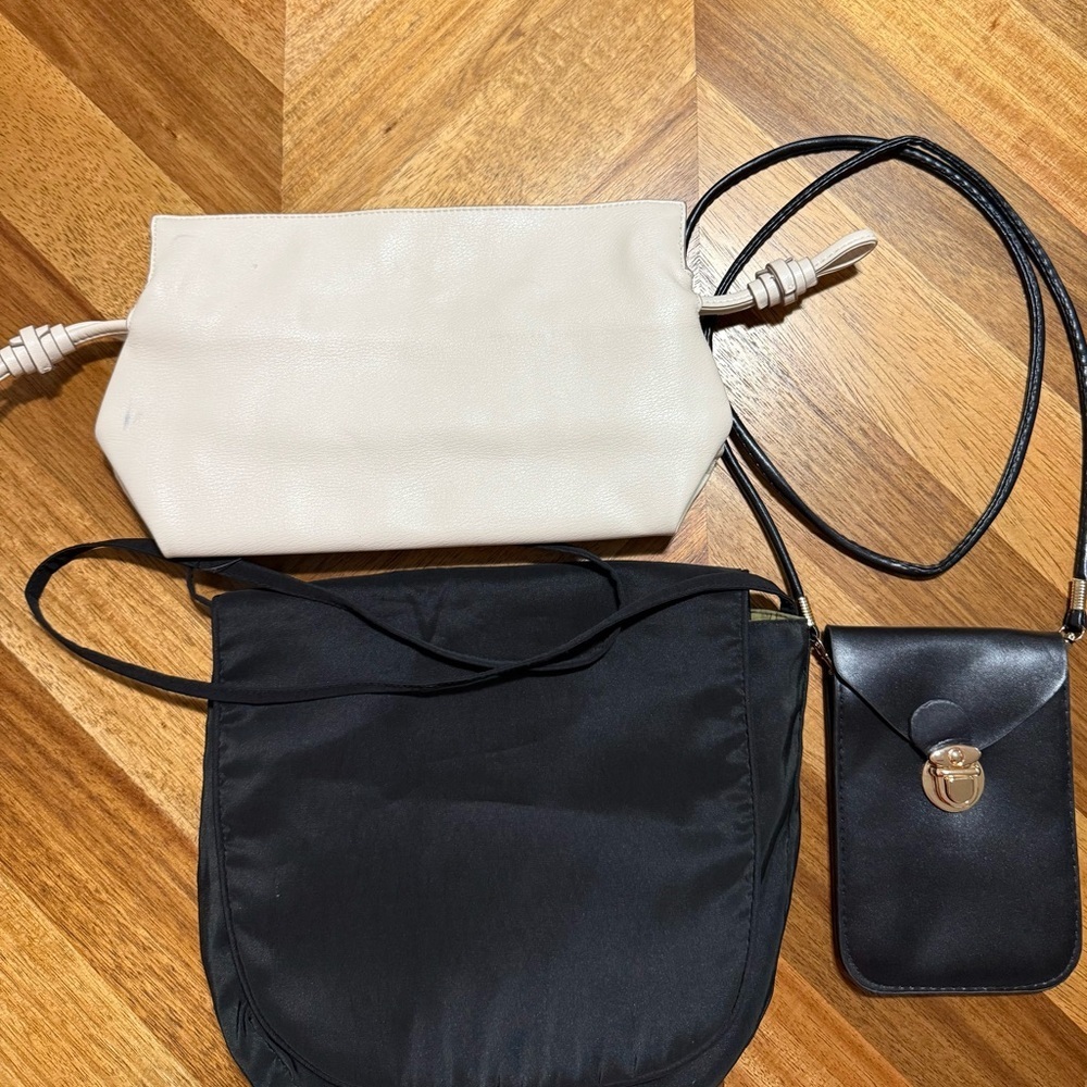 Womens Small & Large Black Crossbody Bag Wallet (3) Lot A New Day Handbag Beige